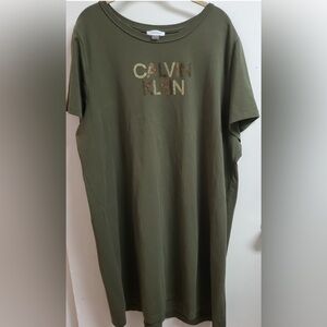Calvin Klein Olive Green T-Shirt Dress